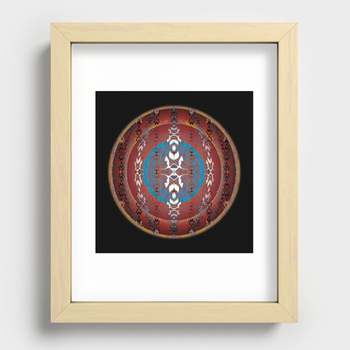 Sacred Solar Passion Neo Tribal Mandala Recessed Framed Print