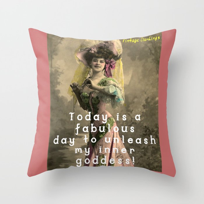 Vintage Goddess Throw Pillow
