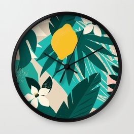 Modern exotic jungle fruits and plants Wall Clock