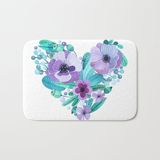 Flower heart Bath Mat