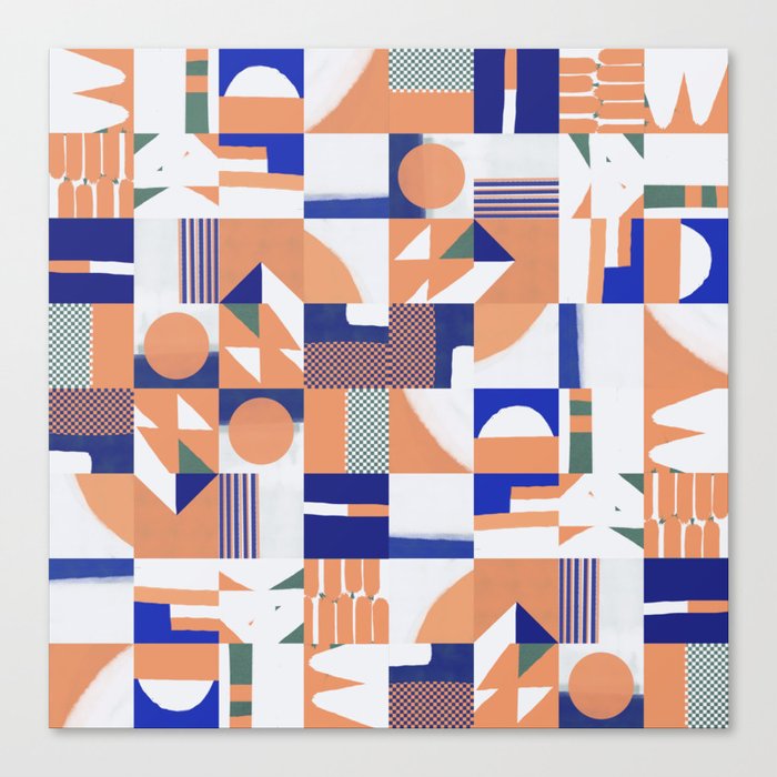 Mid century grid pattern Canvas Print