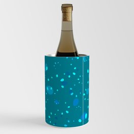 Vector abstract glowing pattern with imitation of hearts and petals in sea tones on a blue backgroun Wine Chiller