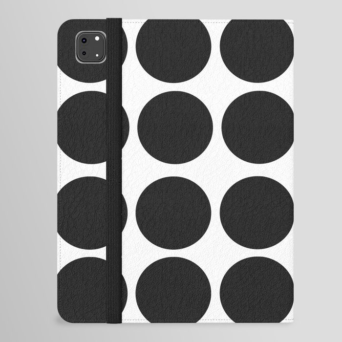 Retro Modern Midi Black Polka Dots On White iPad Folio Case