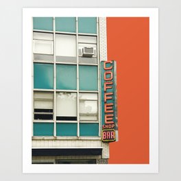 New York Coffee Shop on Orange Art Print