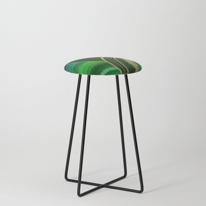 Abstract Luxury Emerald Marble  Counter Stool