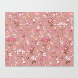 Dusty Rose Wildflowers Cottagecore Ditsy Floral Print Canvas Print