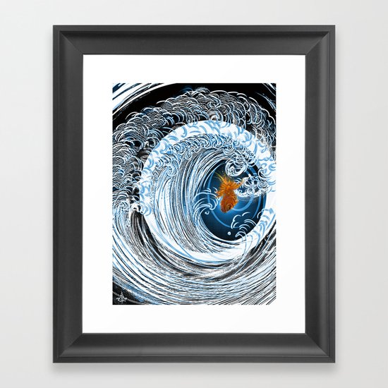 Gold in Blue Framed Art Print