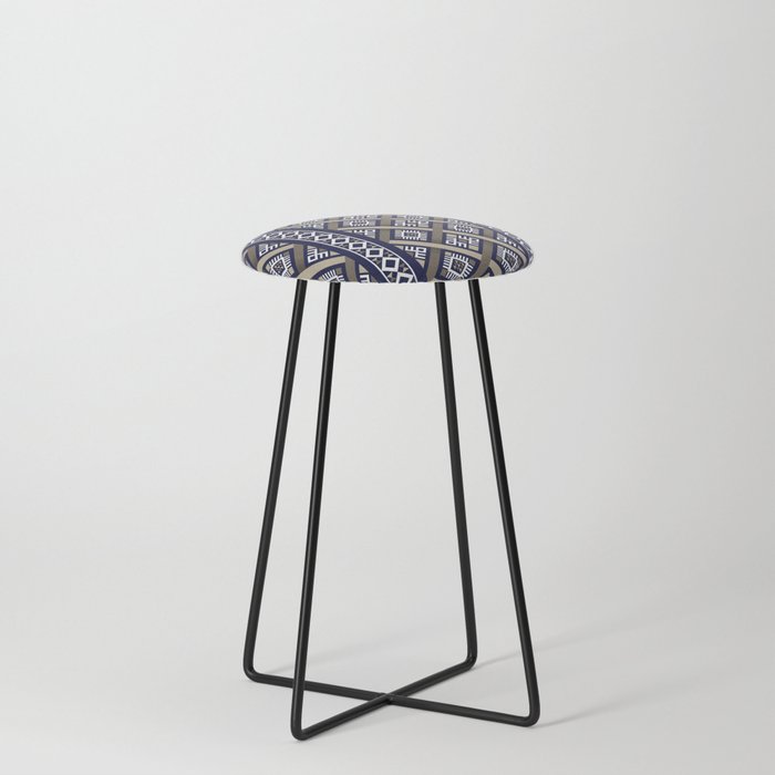 Ethnic Abstract Pattern - Gray Black Counter Stool