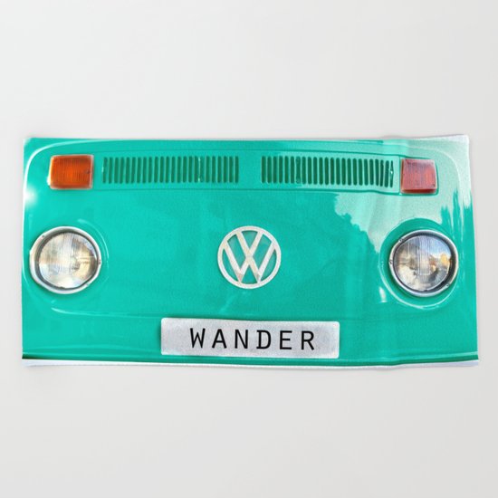 Wander wolkswagen. Summer dreams. Green Beach Towel