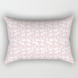 Rabbit Pattern | Rabbit Silhouettes | Bunny Rabbits | Bunnies | Hares | Pink and White | Rectangular Pillow