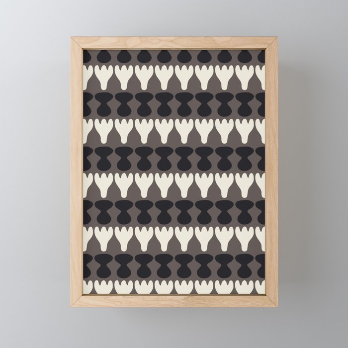 Black and white in grey repeat pattern Framed Mini Art Print