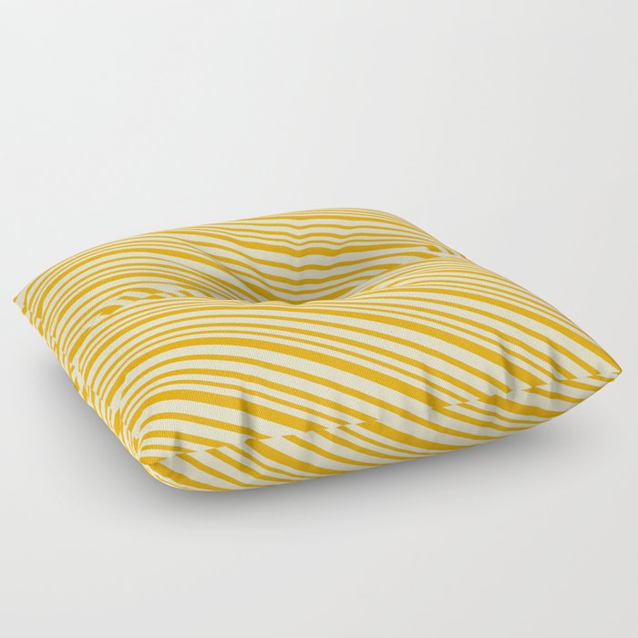 Bisque and Orange Colored Lines/Stripes Pattern Floor Pillow