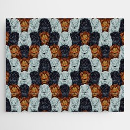 seamless pattern of stacked lion heads with digital painting Jigsaw Puzzle