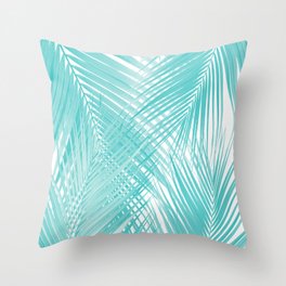 Soft Turquoise Palm Leaves Dream - Cali Summer Vibes #3 #tropical #decor #art Throw Pillow