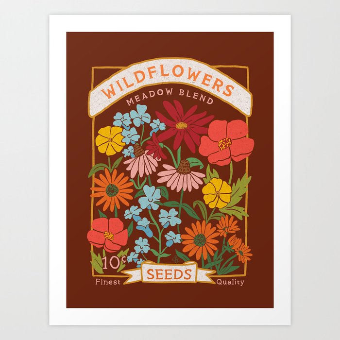 Wildflowers Seed Packet  Art Print