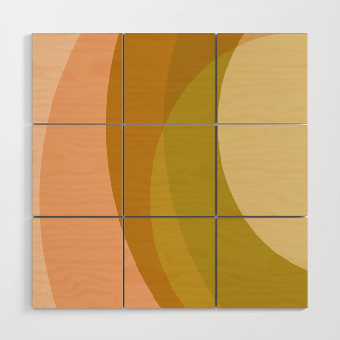 Abstract Shapes 16 in Lime Peach Wood Wall Art