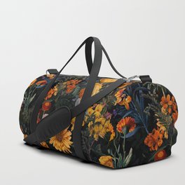 Vintage Botanical Golden Night Rose Garden Duffle Bag