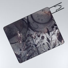 Abstract Midnight Flower Meadow  Picnic Blanket