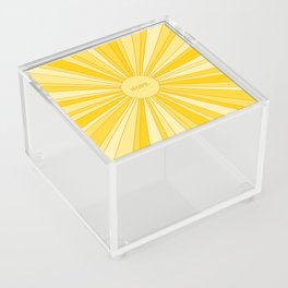 Retro sun with rays in gold and yellow + HOPE Acrylic Box