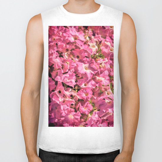 Vintage Pretty Pink Petunias Biker Tank
