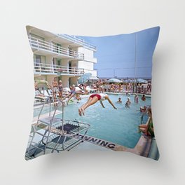 Rio Motel Pool with Trampolines. A 1960's photograph. Wildwood, New Jersey Throw Pillow