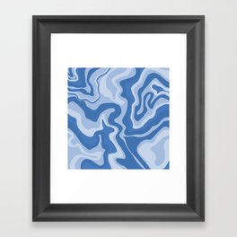 70s Retro Liqiud Swirl in Blue Framed Art Print