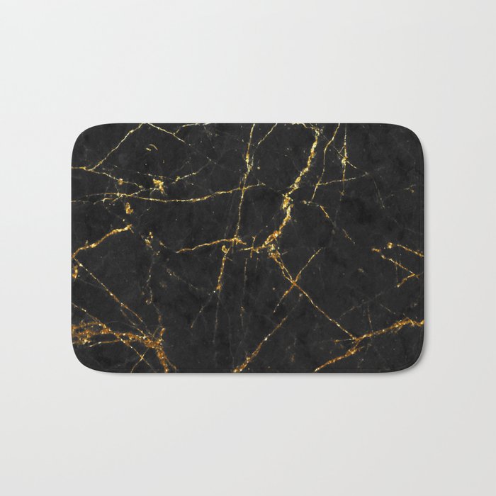 Gold Glitter and Black marble Bath Mat