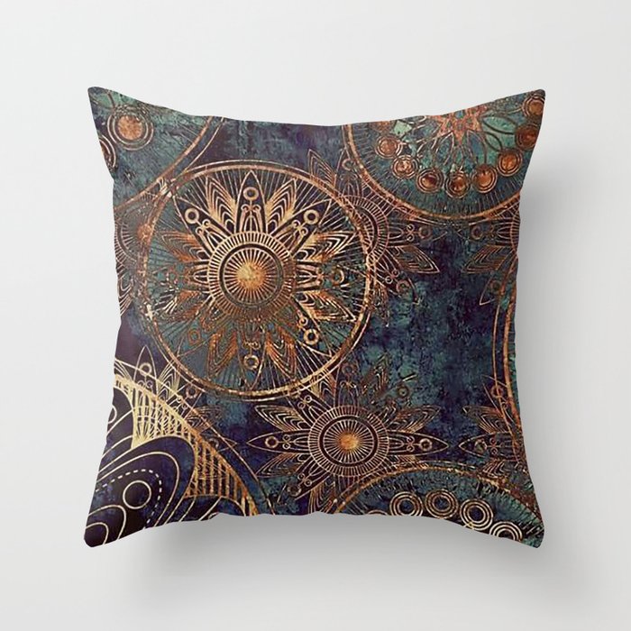 Steampunk Mandala Throw Pillow