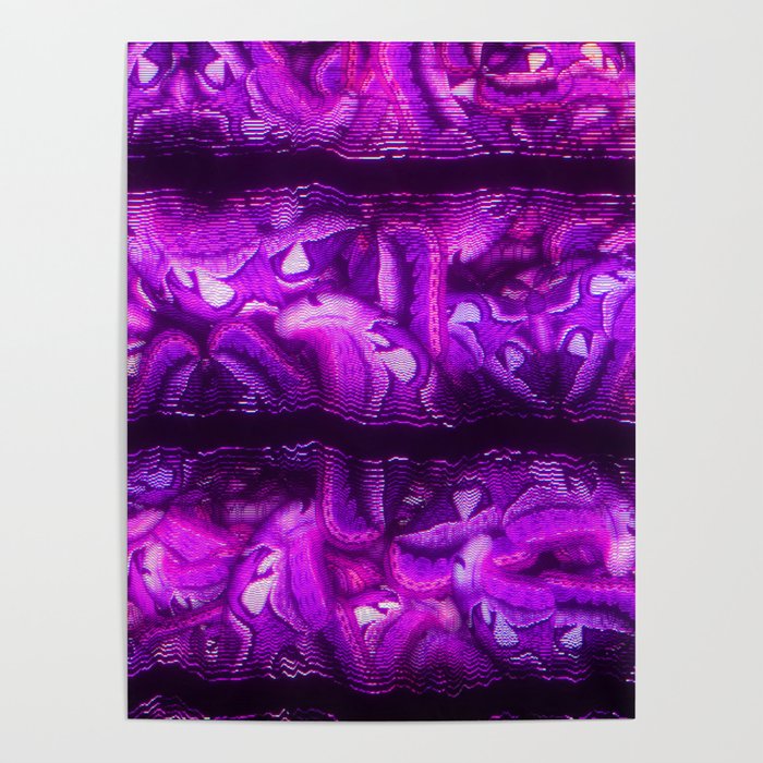 Purple Glitch Stripes Poster