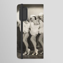 Line of chorus girls in white fur Android Wallet Case