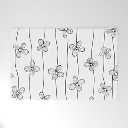 Handdrawn black and white flowers Welcome Mat