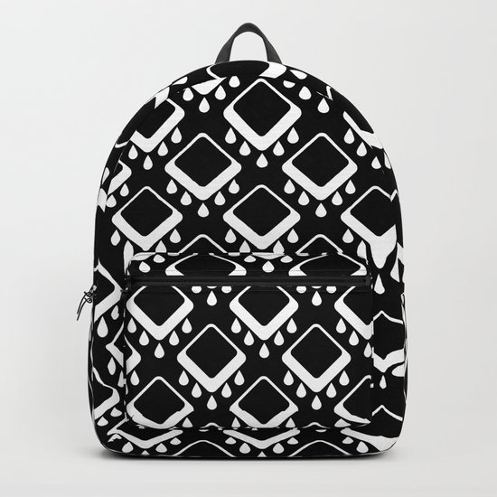 Abstract colorful geometric pattern . Black white . Backpack