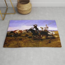 “Cowboys Roping a Steer” by Charles M Russell Area & Throw Rug