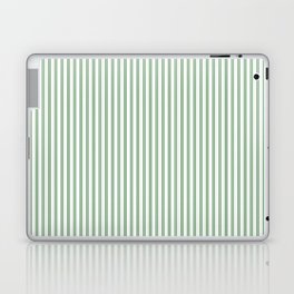 Fern Green and White Micro Vertical Vintage English Country Cottage Ticking Stripe Laptop Skin