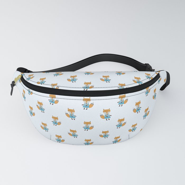 Fox Forest Friends All Over Repeat Pattern on Baby Blue Fanny Pack