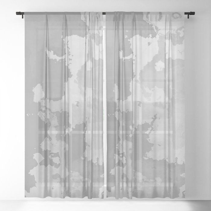 Different shades of grey color cloudy and wavy marble layout on solid sheet of wallpaper. Concept of home decor and interior designing Sheer Curtain