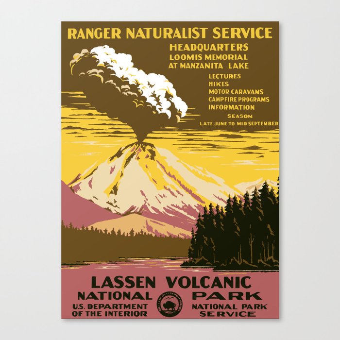 Vintage Lassen Volcanic National Park Canvas Print