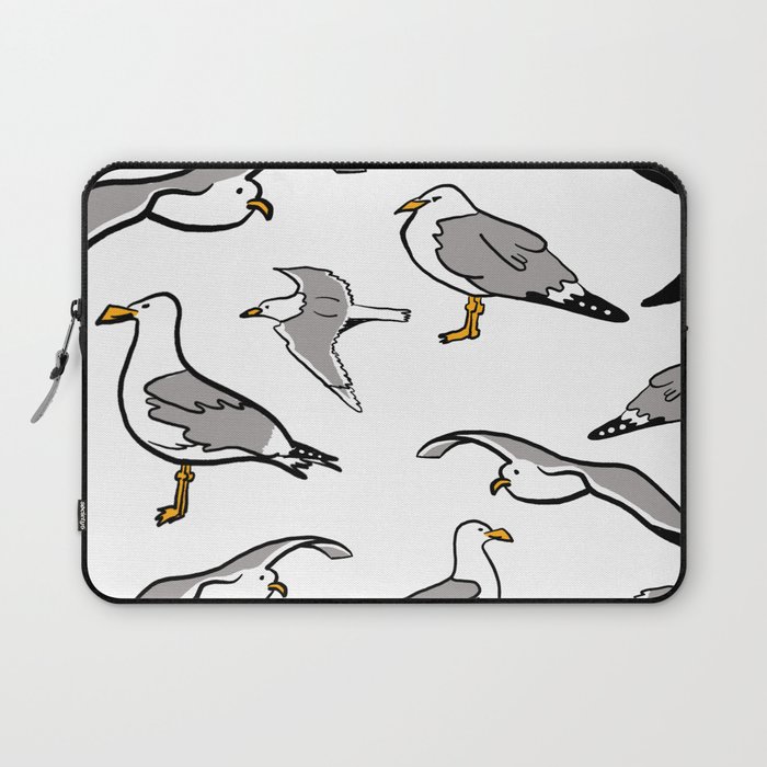 Seagulls by the Seashore White Laptop Sleeve