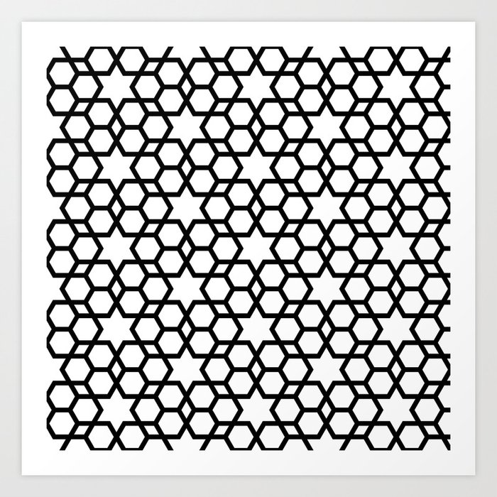 Star pattern in black and white Art Print