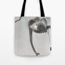 Vintage monkey and moon reflection Tote Bag