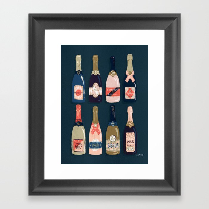 French Champagne Collection – Teal Framed Art Print