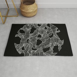 Inverted Reticulate Rug | Black and White, Hand Drawn, Surrealism, Trippy, Pattern, Graphic Design, Drawing, Minimalist, Black And White, Inverted 