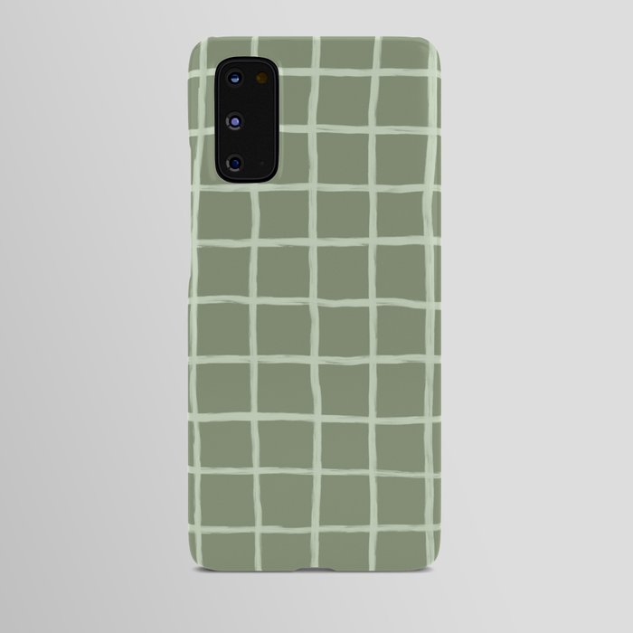 Sage Green Grid Checker Android Case