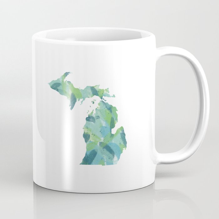 Painted Michigan, Abstract, Blue and Green Coffee Mug