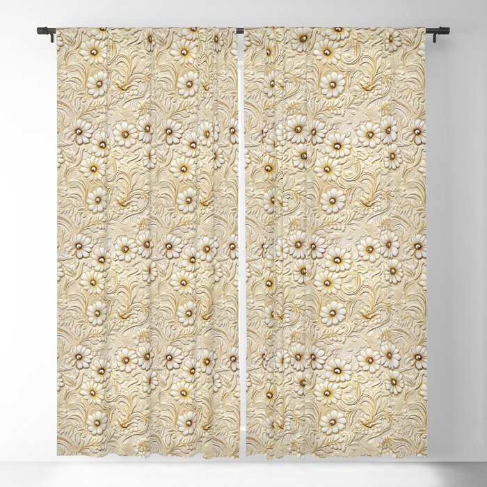 Carved Flowers look 5 Blackout Curtain