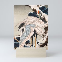 Katsushika Hokusai Two Cranes on a Pine Mini Art Print