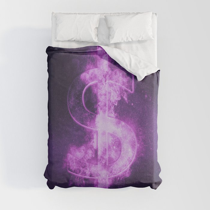 Dollar sign, Dollar Symbol. Monetary currency symbol. Abstract night sky background. Duvet Cover