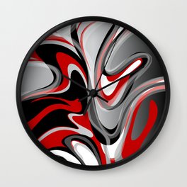 Liquify - Red, Gray, Black, White Wall Clock