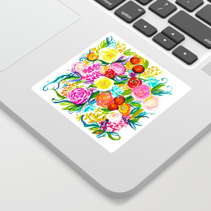Bright Colorful Floral painting Sticker