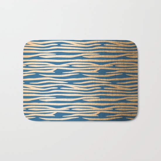 Zebra - Orange Sherbet Shimmer on Saltwater Taffy Teal Bath Mat